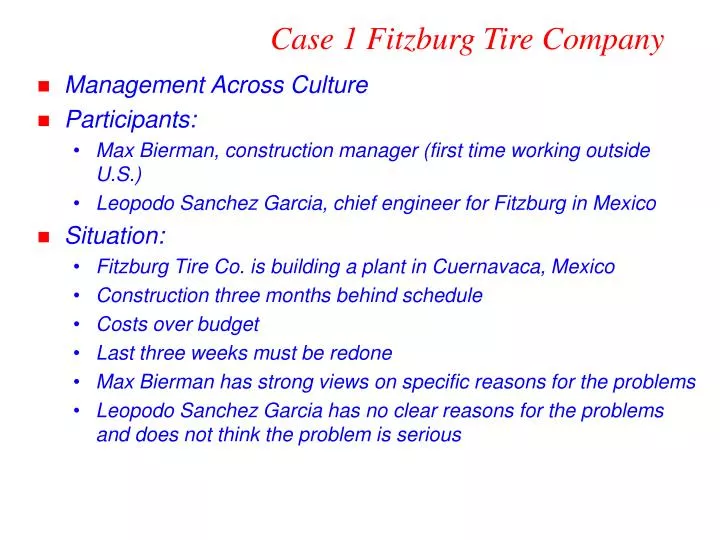 case 1 fitzburg tire company