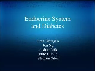 Endocrine System and Diabetes