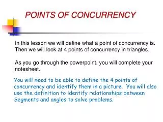 POINTS OF CONCURRENCY