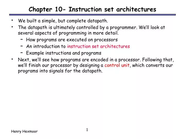 chapter 10 instruction set architectures