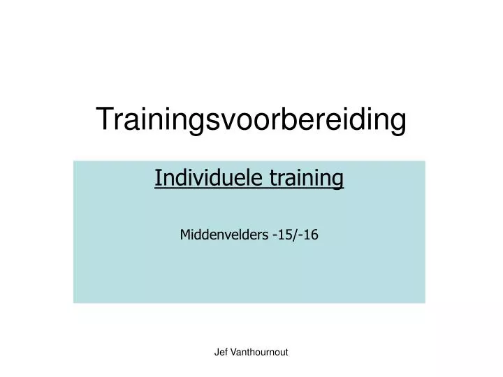 trainingsvoorbereiding