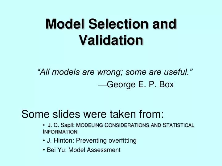 model selection and validation