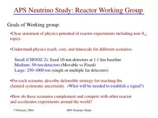 APS Neutrino Study: Reactor Working Group
