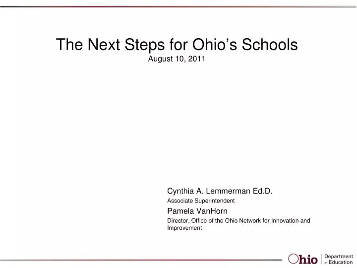 the next steps for ohio s schools august 10 2011