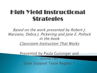 High Yield Instructional Strategies