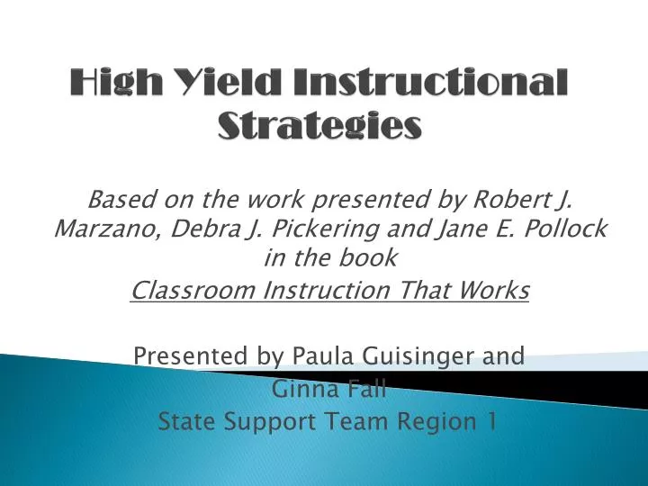 high yield instructional strategies