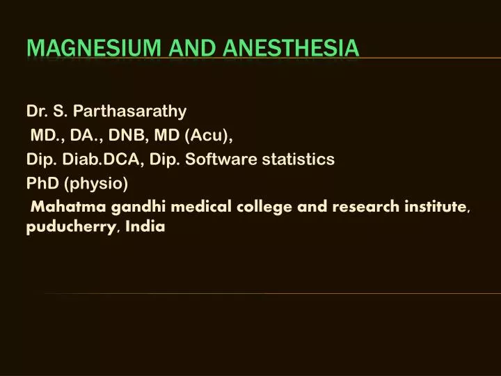 magnesium and anesthesia