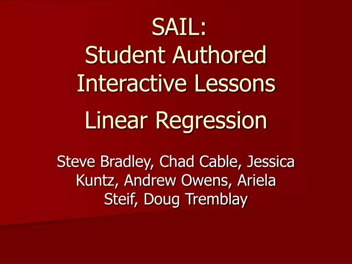 sail student authored interactive lessons linear regression