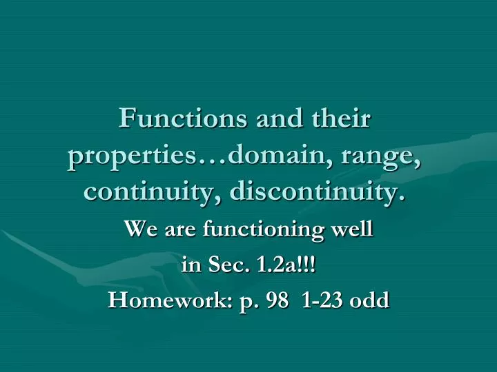 functions and their p roperties domain range continuity discontinuity