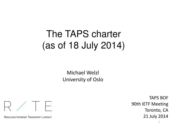 the taps charter as of 18 july 2014