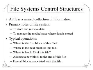 File Systems Control Structures