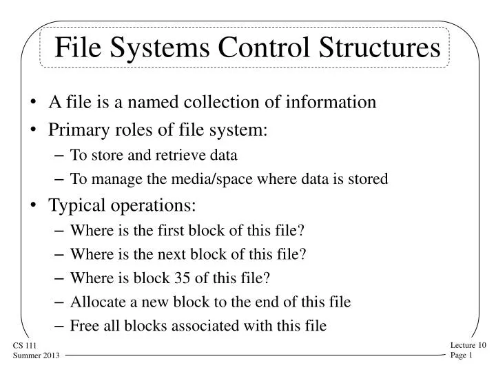 file systems control structures