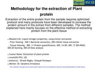 Methodology for the extraction of Plant protein