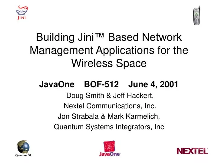 building jini based network management applications for the wireless space