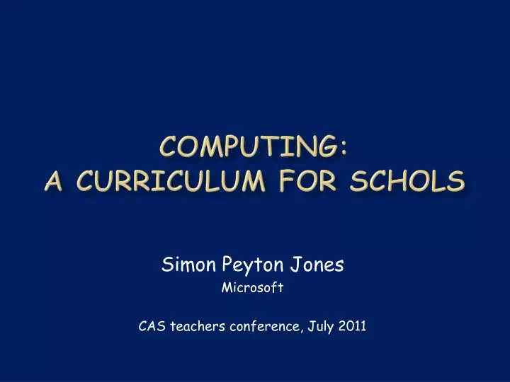 computing a curriculum for schols