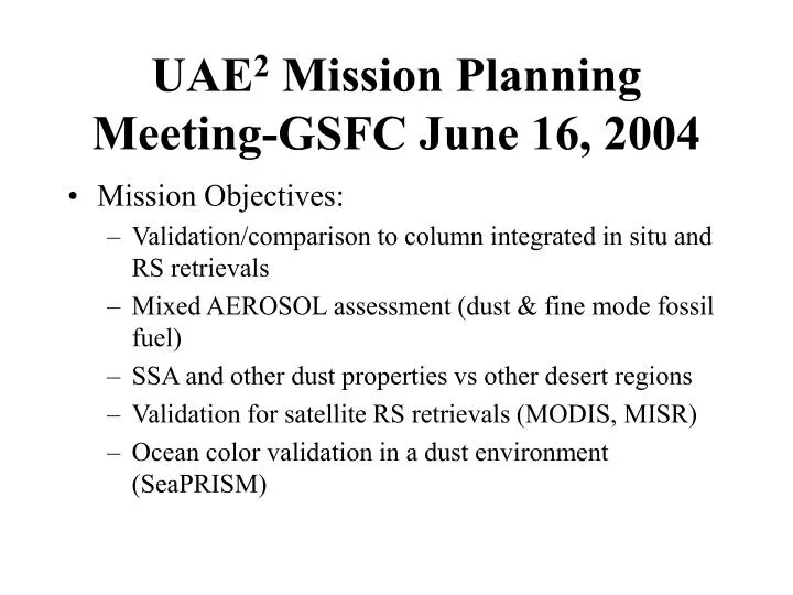 uae 2 mission planning meeting gsfc june 16 2004