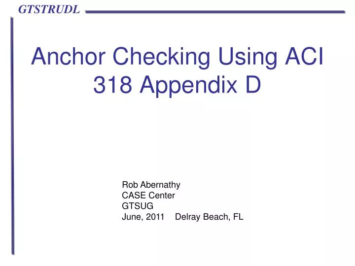 anchor checking using aci 318 appendix d