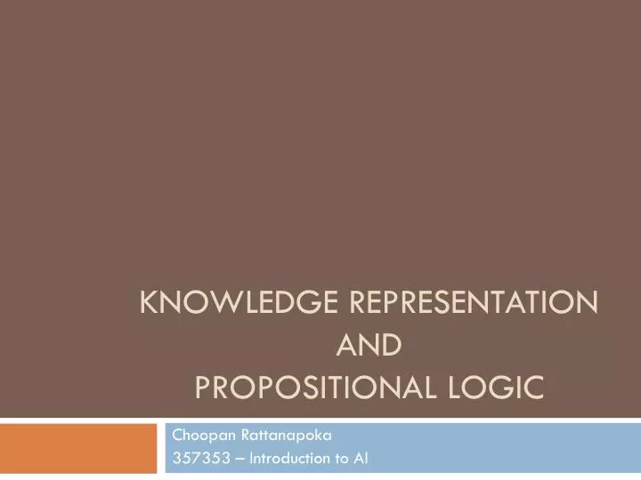 knowledge representation and propositional logic