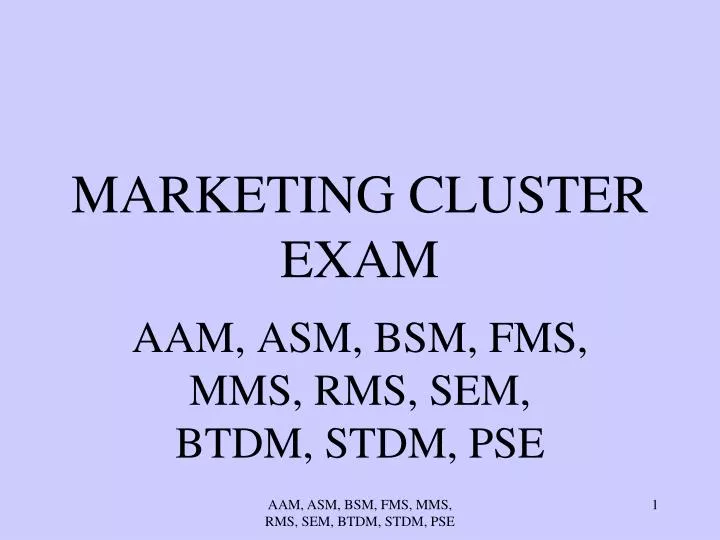 marketing cluster exam