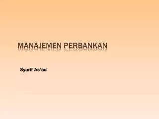 manajemen perbankan