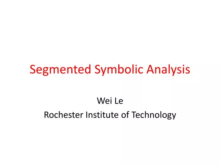 segmented symbolic analysis