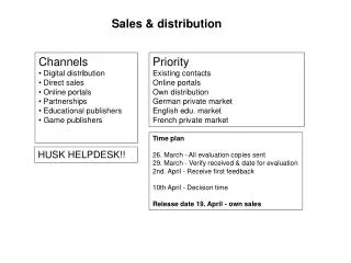 Sales &amp; distribution