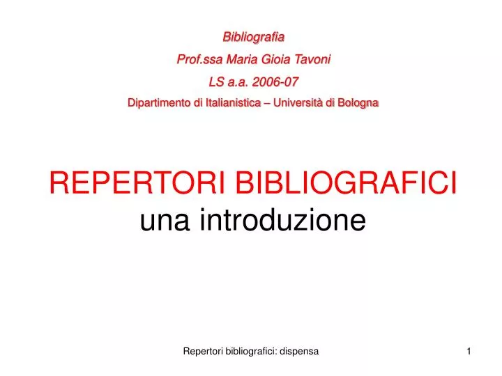 repertori bibliografici una introduzione