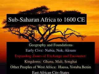 Sub-Saharan Africa to 1600 CE