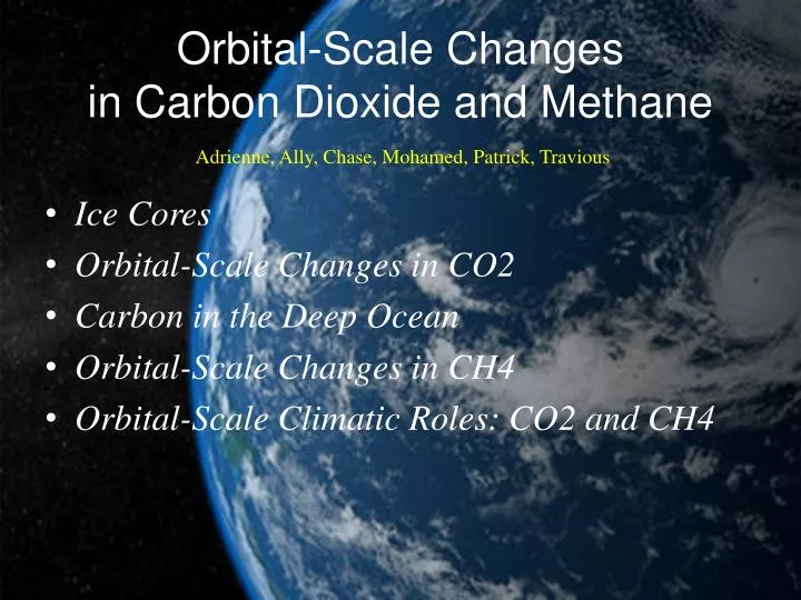 orbital scale changes in carbon dioxide and methane