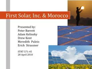 First Solar, Inc. &amp; Morocco