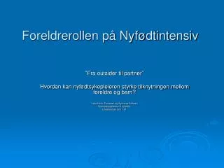 foreldrerollen p nyf dtintensiv