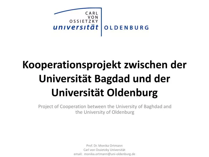 kooperationsprojekt zwischen der universit t bagdad und der universit t oldenburg
