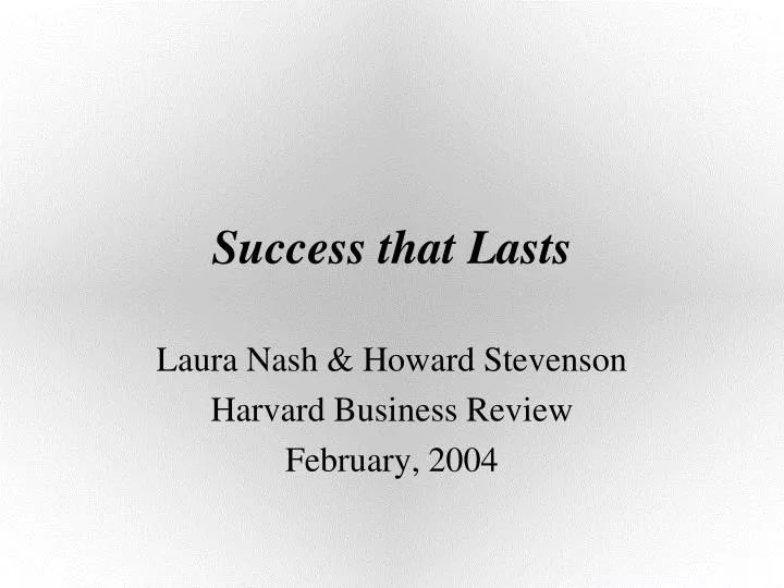 success that lasts