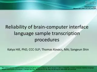 Reliability of brain-computer interface language sample transcription procedures