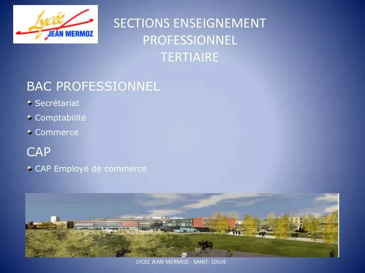 sections enseignement professionnel tertiaire