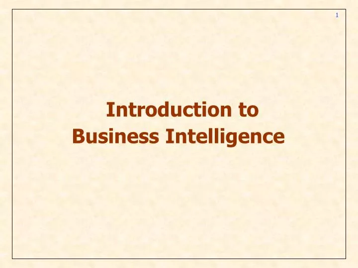 introduction to business intelligence