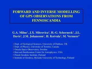 FORWARD AND INVERSE MODELLING OF GPS OBSERVATIONS FROM FENNOSCANDIA