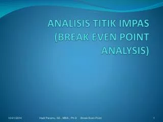analisis titik impas break even point analysis