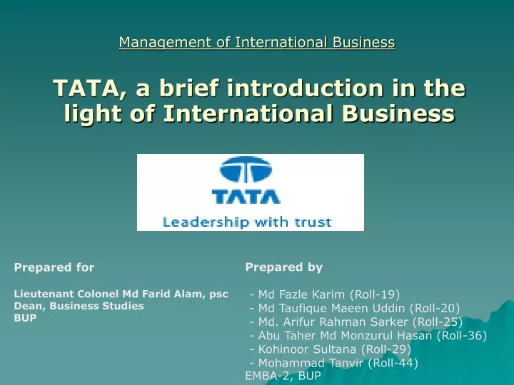 management of international business