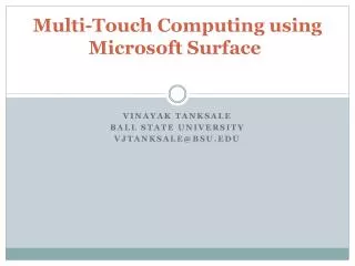 Multi-Touch Computing using Microsoft Surface