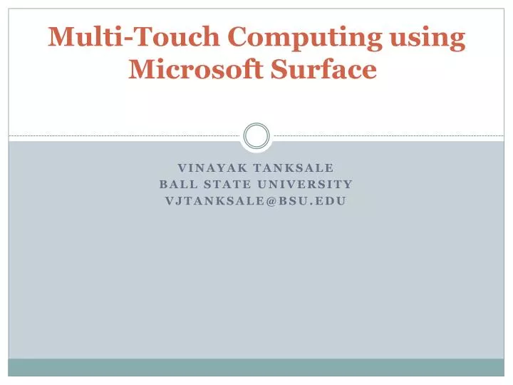 multi touch computing using microsoft surface