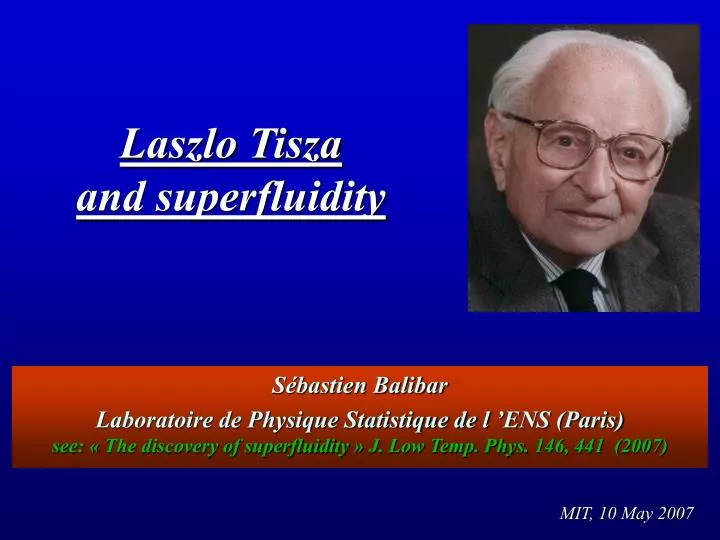 laszlo tisza and superfluidity