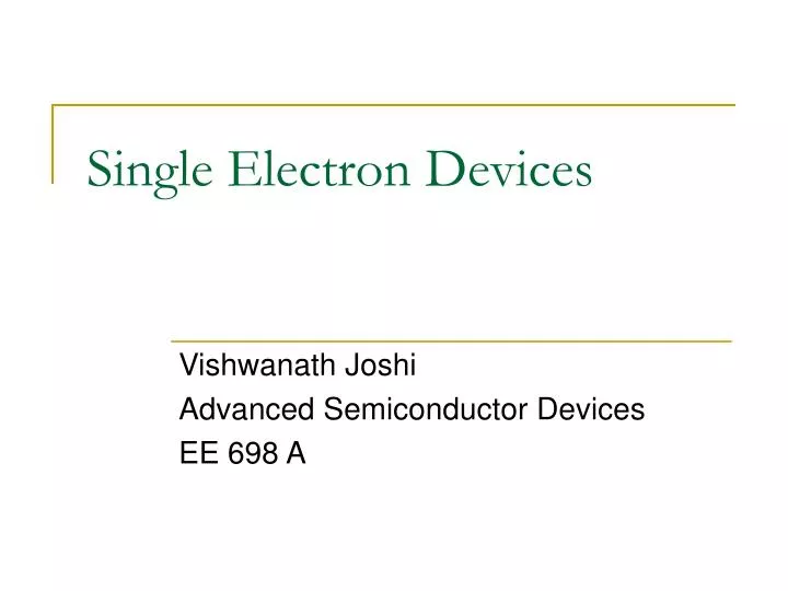 single electron devices