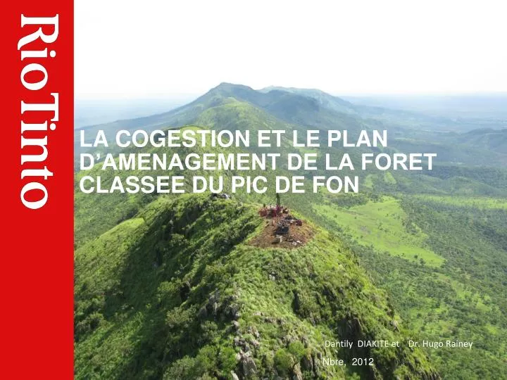 la cogestion et le plan d amenagement de la foret classee du pic de fon