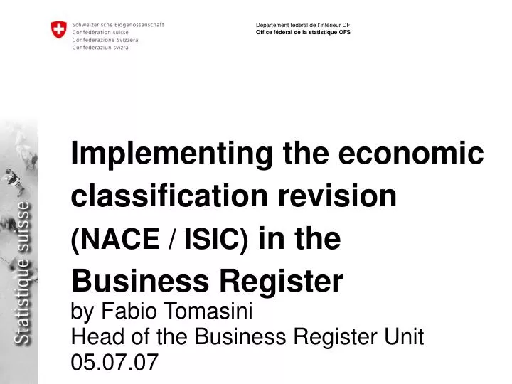 implementing the economic classification revision nace isic in the business register