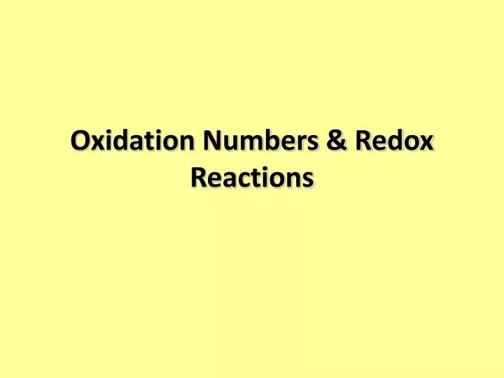 oxidation numbers redox reactions