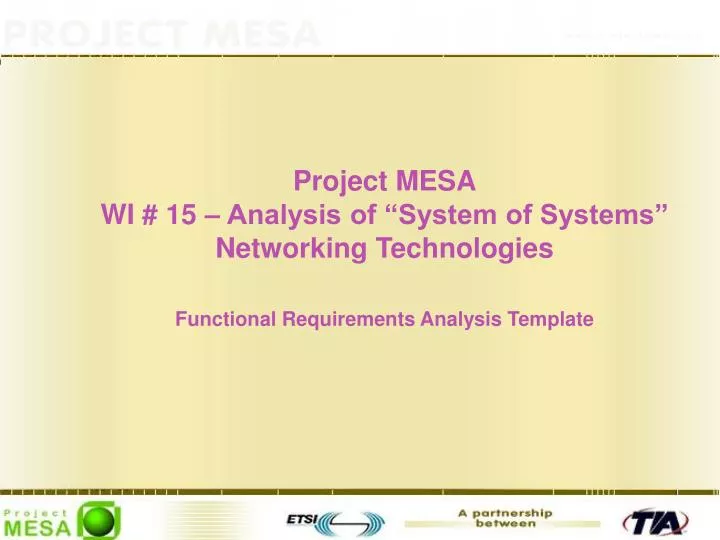 project mesa wi 15 analysis of system of systems networking technologies