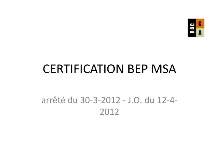 certification bep msa