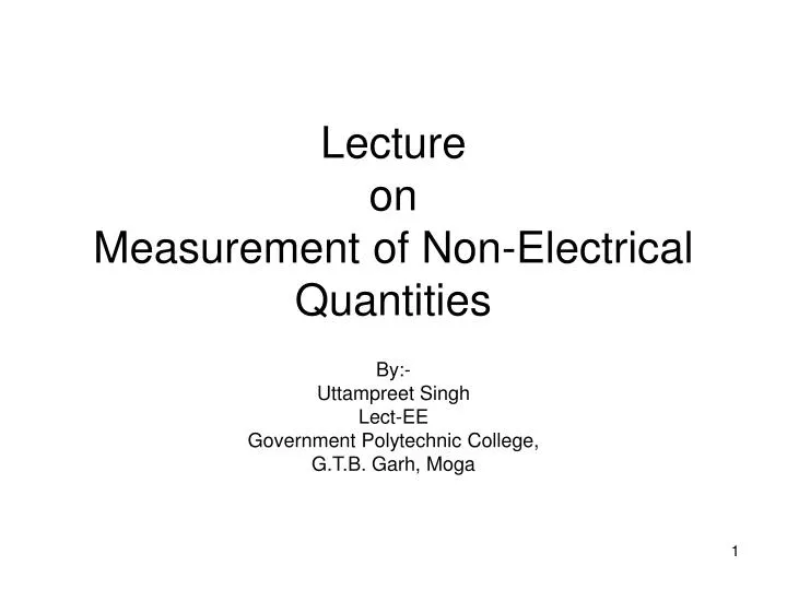 lecture on measurement of non electrical quantities