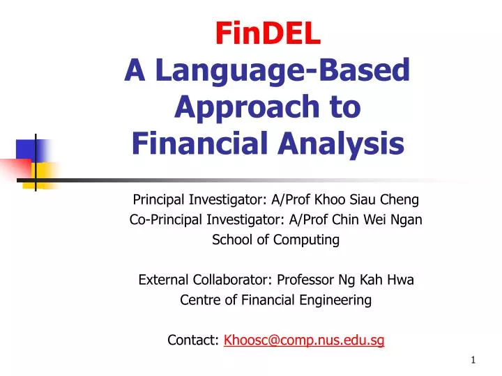 findel a language based approach to financial analysis